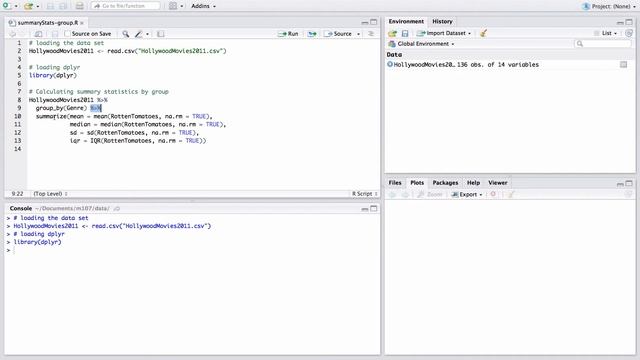 Calculating summary statistics by group using dplyr смотреть онлайн