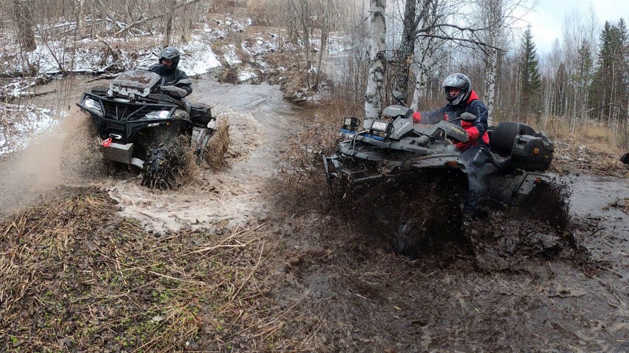 Веселая покатушка на квадроциклах, Cfmoto Cforce 800, Brp Renegade 1000 Xmr, Stels Guepard 650