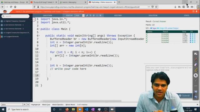 How to find K Largest Elements in an Array - Solution | Hashmap and Heap | DS and Algorithms in JAV смотреть онлайн