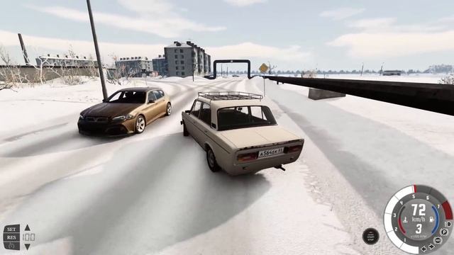 ЗИМНЯЯ КАРТА СССР! Дрифт НА ВАЗ 2106! - BeamNg Drive смотреть онлайн