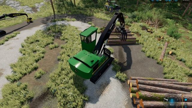 FS22?Logging?Pine forest ?Part 4: Leveling logs?John Deere 2454 D? смотреть онлайн