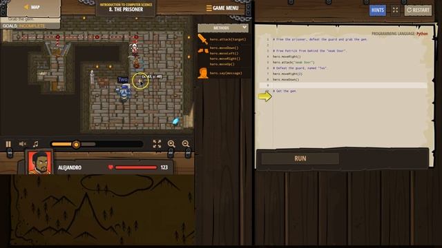 Code Combat The Prisoner - Level 8 Python Tutorial with Solution смотреть онлайн