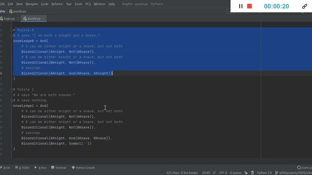 PROJECT 1a “Knights and Knaves” - CS50 Artificial Intelligence with Python смотреть онлайн