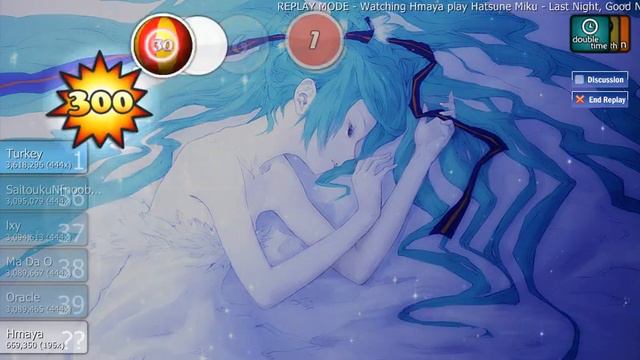 Osu! Hatsune Miku - Last Night, Good Night [Hard + Double Time, Hidden, Sudden Death] смотреть онлайн