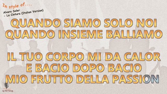 Alvaro Soler - La Cintura (Italian Version) Instrumental and Karaoke смотреть онлайн