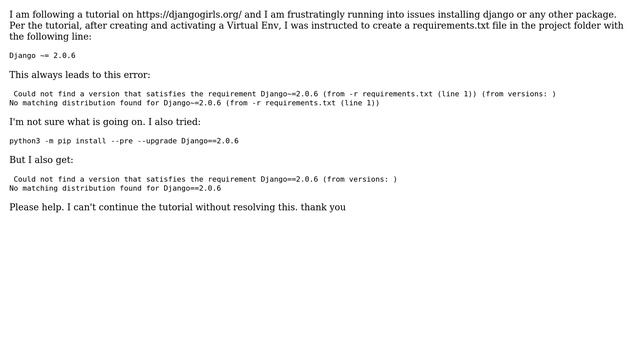 Could not find a version that satisfies the requirement Django==2.0.6 (from versions: ) смотреть онлайн