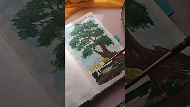 Как рисовать дерево гуашью? Мини-урок. Гуашь. #art #sketch #gouache #anime #гуашь #творчество смотреть онлайн