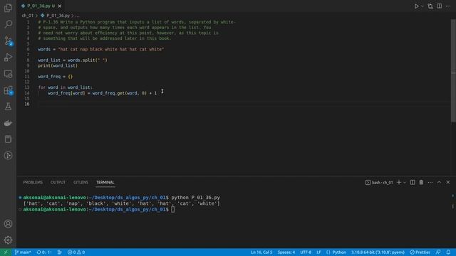 Solution to Data Structures and Algorithms in Python P-1.36: word_frequency() смотреть онлайн