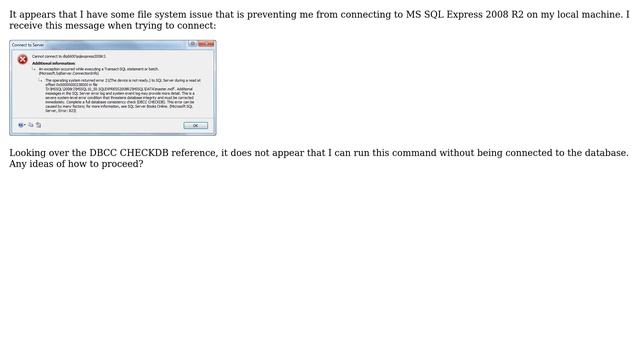 DevOps & SysAdmins: How to run DBCC CHECKDB when you cannot connect to database? смотреть онлайн