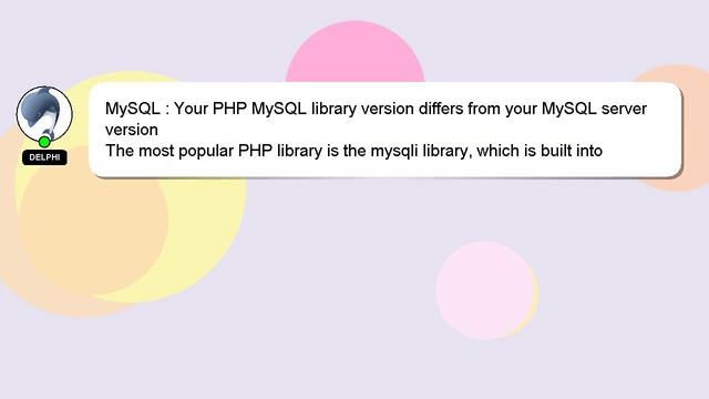 MySQL : Your PHP MySQL library version differs from your MySQL server version смотреть онлайн