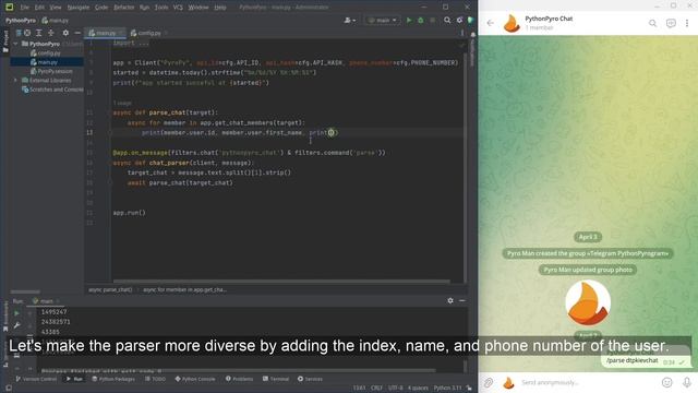 How to create Parser for open Telegram chat. Python + Pyrogram (userbot) смотреть онлайн