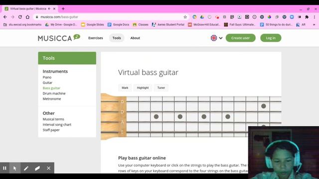 playing virtual bass guitar on musicca.com смотреть онлайн