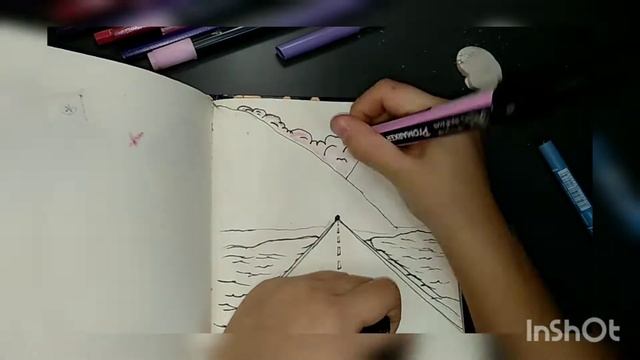 Рисуем.горы,озеро,облака и закат смотреть онлайн