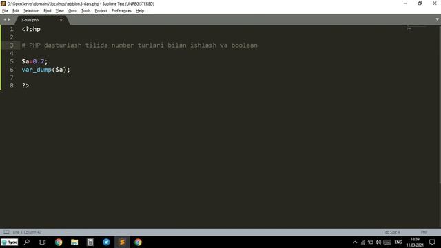 3-dars. PHP dasturlash tilida number turlari bilan ishlash va boolean turi смотреть онлайн