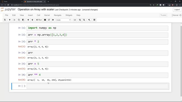 Numpy: Operations on array with scaler(Hindi) смотреть онлайн