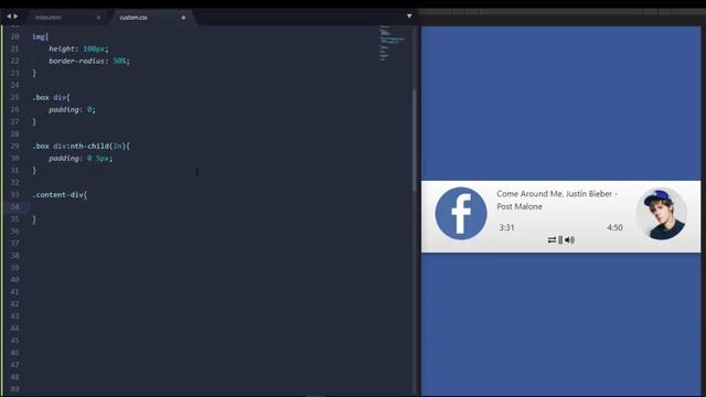 UI Design Tutorial - Facebook Mini Music Player UI | HTML CSS BOOTSTRAP | UI Design смотреть онлайн