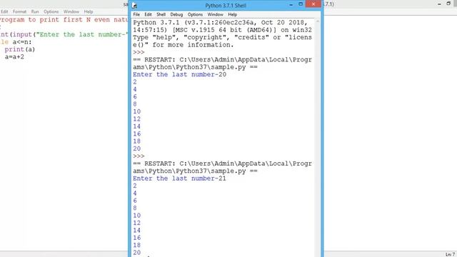 Program to print first N even natural numbers in Python смотреть онлайн