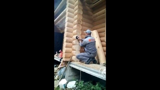 Шлифовка торцов бревенчатого сруба смотреть онлайн