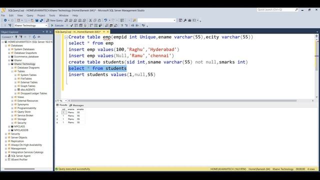 Sql Server Constraints Unique,Default,Not Null,Check in Telugu/Khanvi Tech смотреть онлайн
