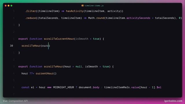 Vue Composition API From Scratch #88 - Refactoring scrolling to current hour смотреть онлайн
