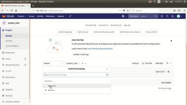 Gitlab branch creation adding file pushing смотреть онлайн