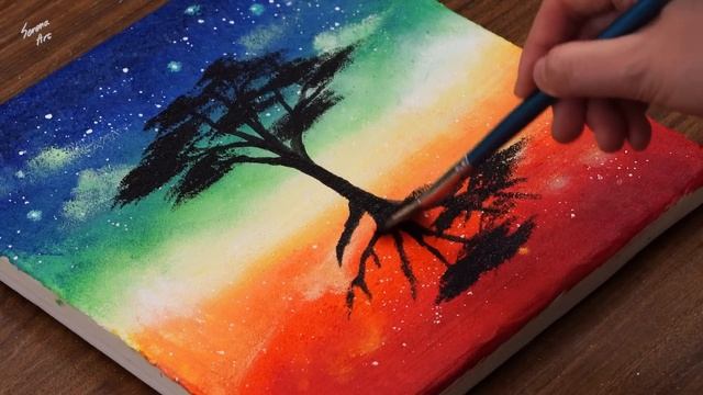 The Other Two Worlds Acrylic Painting From Many Dots｜How To Painting For Beginners (1257) смотреть онлайн