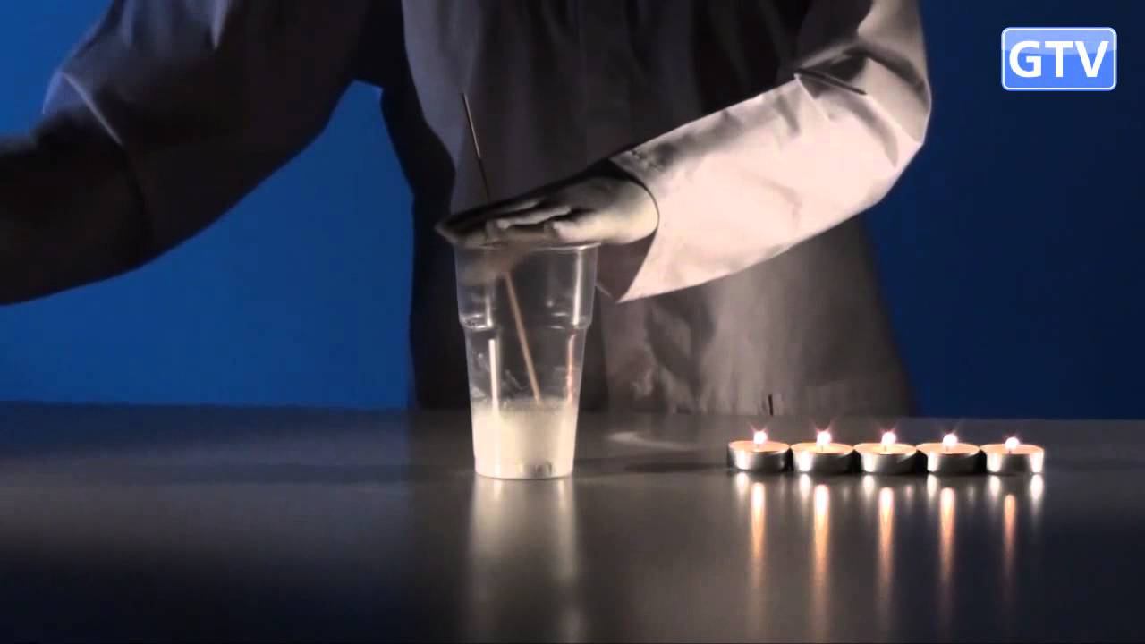Тушение свечей содержимым пустого стакана - опыты