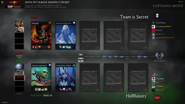 Pit League: S2 - Team Secret vs Hell Raisers - Game 2 DRAFT ONLY смотреть онлайн