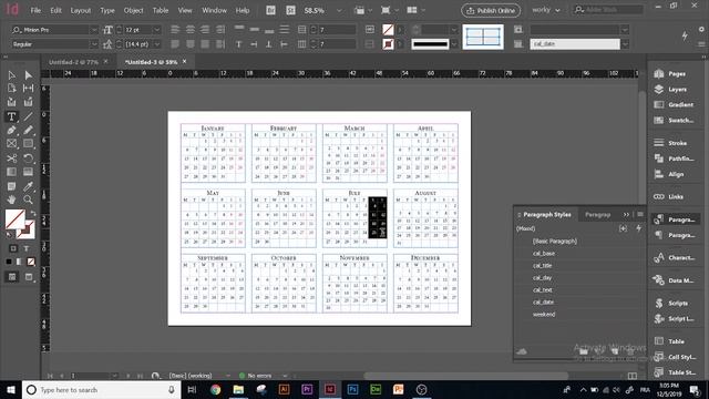 How To Create A Calendar-Indesign CC Script