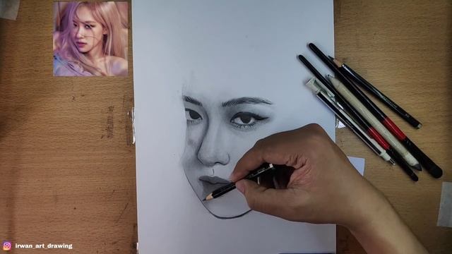 Realistic Portrait Drawing | ROSE BLACKPINK | with Graphite Pencil смотреть онлайн