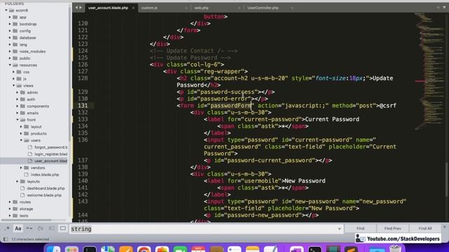 Laravel 9 Tutorial #116 | User Account Page Functionality | Update Password via Ajax смотреть онлайн