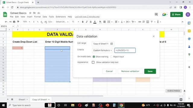 Data Validation in Google Sheets смотреть онлайн