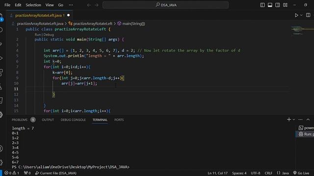 Practise Ques Array Rotate Left | DSA JAVA | Visual Studio Code 2023 смотреть онлайн