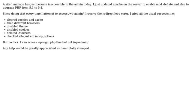 Wordpress: Redirect loop in /wp-admin/ смотреть онлайн