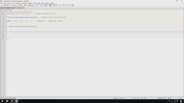 part 8- 6 : PHP String word count, find string position , reverse string смотреть онлайн