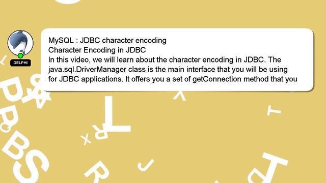 MySQL : JDBC character encoding смотреть онлайн