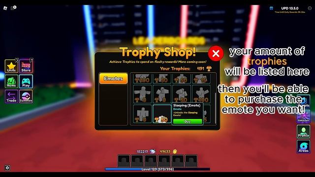 How To Get Emotes/Trophies (Anime Adventures) #tutorial #animeadventures