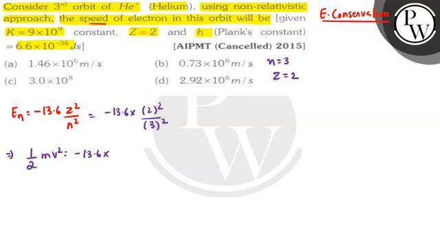 Consider 3^rd orbit of He^+(Helium), using non-relativistic approach, the speed of electron in th.. смотреть онлайн