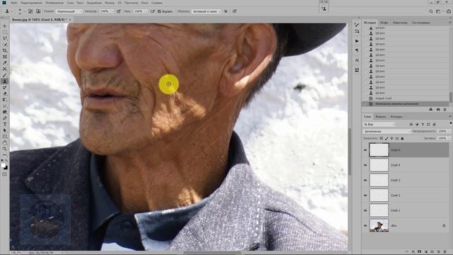 Как использовать штамп в фотошопе для устранения бликов на фото смотреть онлайн