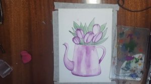 Как легко нарисовать тюльпаны. Рисуем к 8 марта. Рисуем натюрморт с детьми. Нарисуем открытку маме.