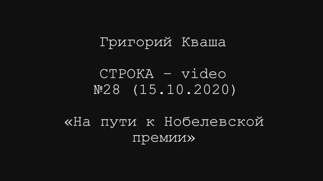 Григорий Кваша. Строка-video №28 (2020.10.15) На пути к Нобелевской премии смотреть онлайн