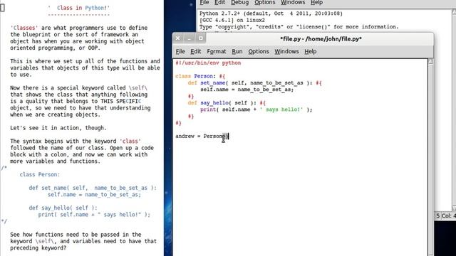 Python 27 Classes and Self смотреть онлайн