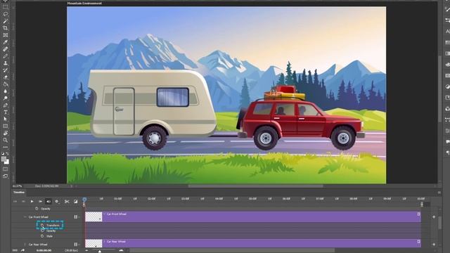 Car Moving Animation with background parallax effect in Photoshop | Photoshop Animation Tutorial смотреть онлайн