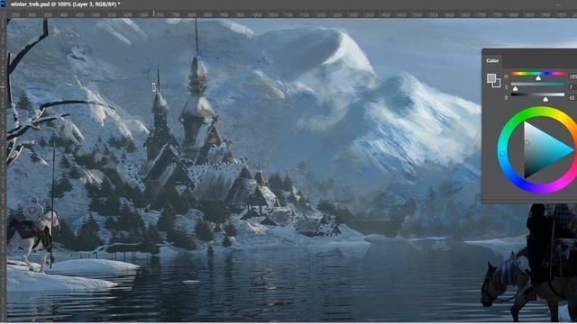 Creating a Winter Fantasy Scene in Blender, Photoshop: Concept Art Time-Lapse смотреть онлайн