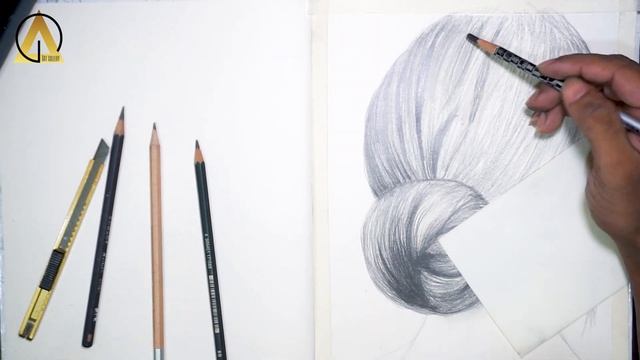 Hair Sketch With Pencil Timelapse A pencil sketch of a girl's hair смотреть онлайн