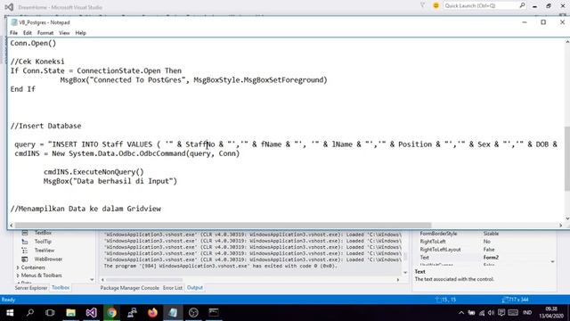 #3 Akses Database, Insert, Select Data - Aplikasi Basis Data Menggunakan Visual Basic dan PostgreSQ смотреть онлайн