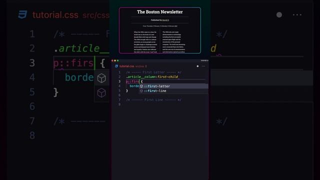 Use `first-letter` and `first-line` pseudo-elements to apply a newspaper's first letter/line style смотреть онлайн