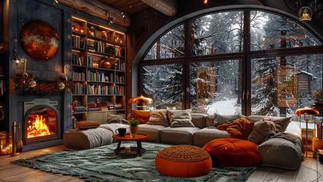 Warm Winter Morning ☕Relaxing Jazz Instrumental Music in Cozy Coffee Shop Ambience For Studying смотреть онлайн