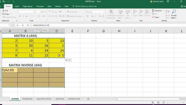 Excel- How to do Matrix Inverse in Excel- How to use MinVerse function смотреть онлайн