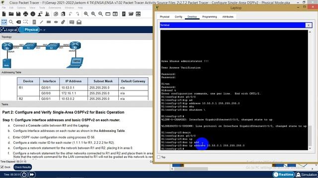2.7.2 Packet Tracer-Configure Single Area OSPFv2 Physical Model смотреть онлайн